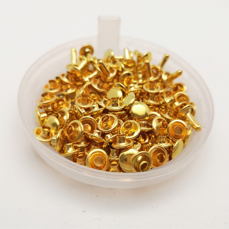 100 st 7mm runda dubbla kepsar nitkollision spik metall spik rock läderfodral sko väska bälte plagg armband