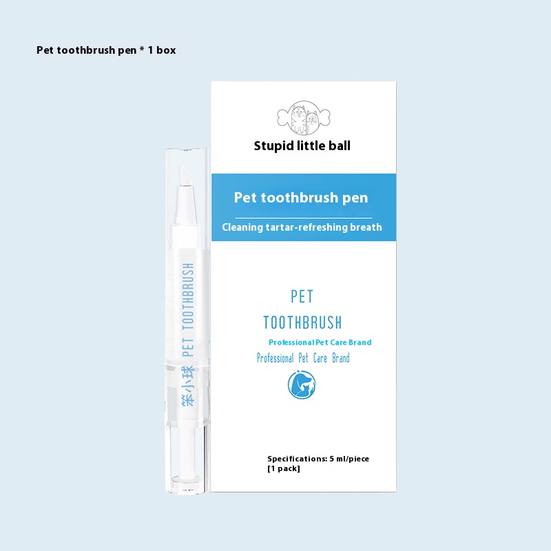 Pet Toothbrush Pen Teeth Clean Fresh Breath Pet Toothbrush Paste Brush One Easy To Use Cat Tooth Brush ToothbrushSet Accessories: black