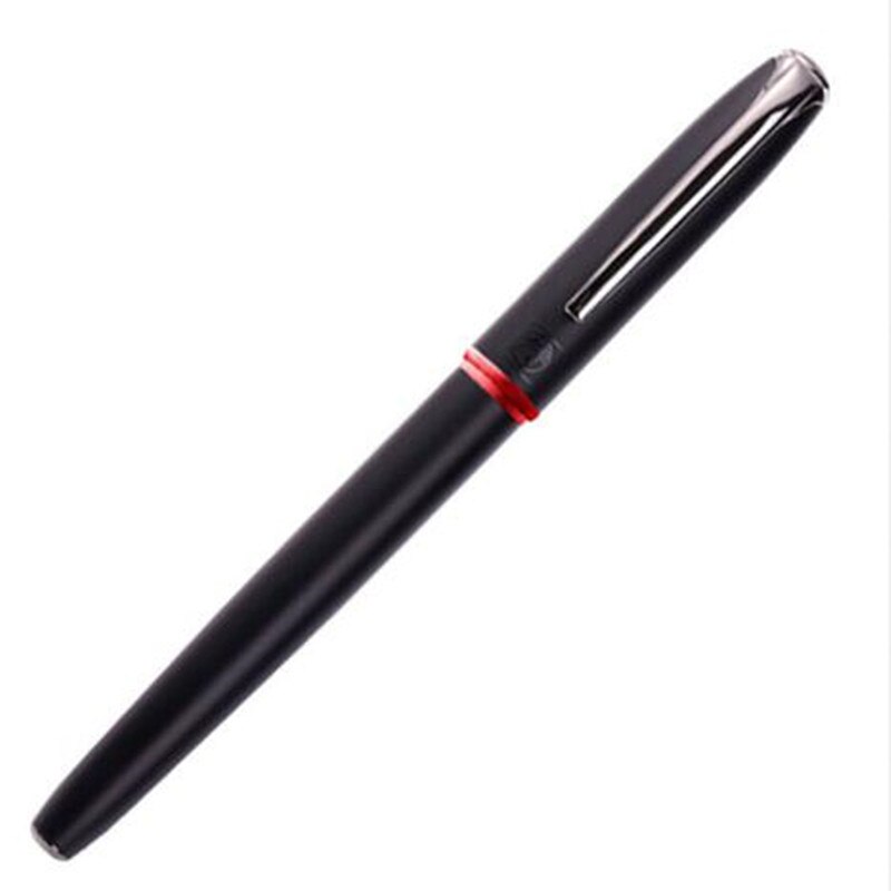 bolígrafo de tinta Picasso Pimio negro, pluma de Metal negro EF/M/plumín curvo 0,38/0,6/1,0mm, anillo rojo mate, bolígrafo de tinta para de negocios y oficina