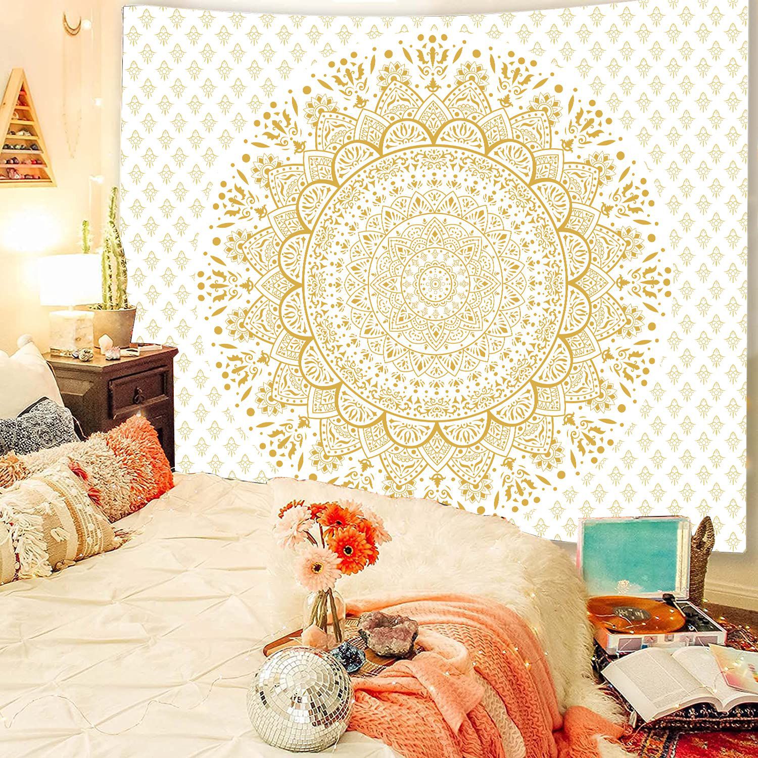 Indisk mandala väggbonad gobeläng boho väggduk gobelänger dekor psykedelisk hippie bohem väggmatta sovrumsdekoration