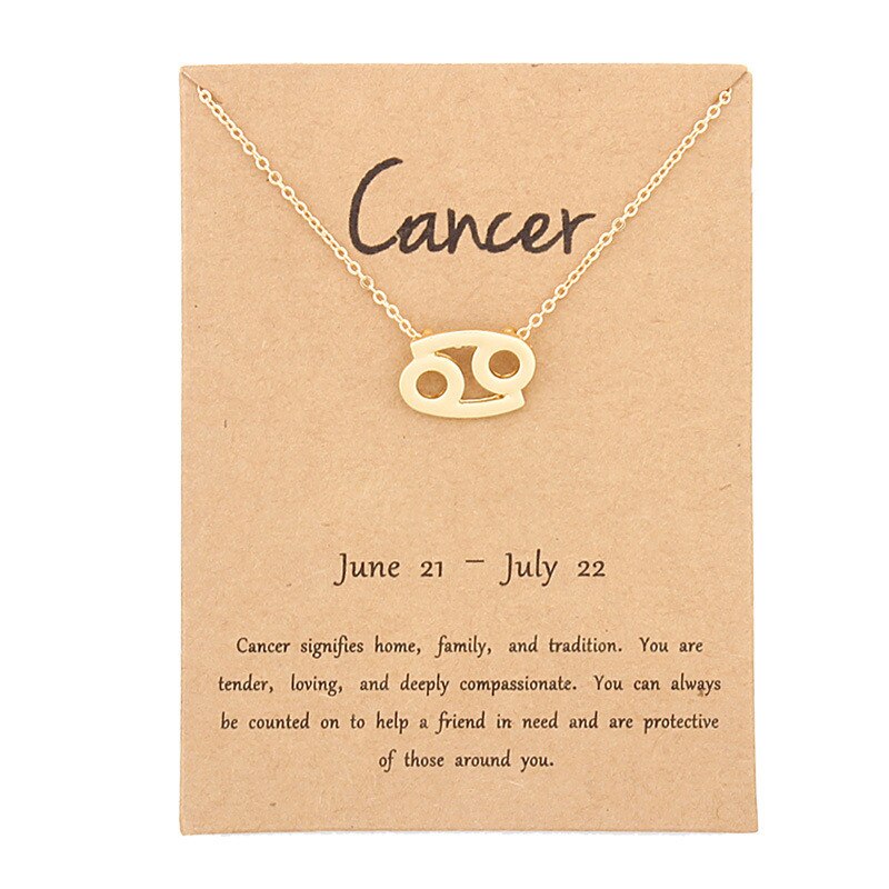 Colgante de 12 Constelaciones para mujer y niña, collar de Virgo, tarjeta de mensaje de de cumpleaños, joyería: Cancer