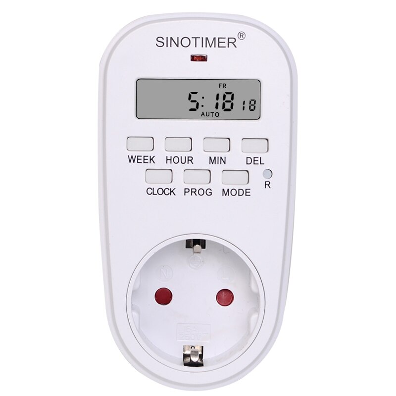 Dk stikkontakt elektrisk 7 dages ugentlig programmerbar digital stikkontakt timer switch tid relæ vægur strøm  ac230v 220v 50hz: Eu-stik