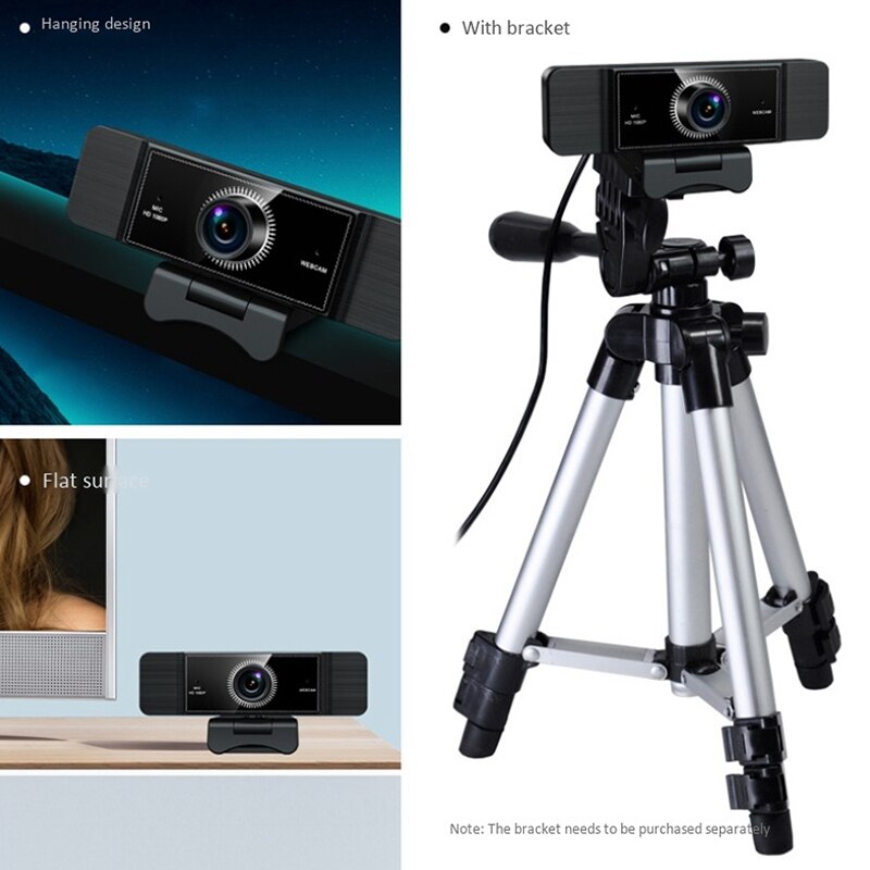 Webcam USB2.0 Computer Camera FHD 1080P Fixed Focus Noise Reduction Mic Camera 2MP Support Laptop Desktop Computer