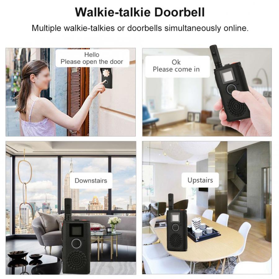 Hjem hotel ktv mini udendørs trådløs intercom dørklokke walkie-talkie vandtæt genopladelig dørtelefon 5km effektiv afstand