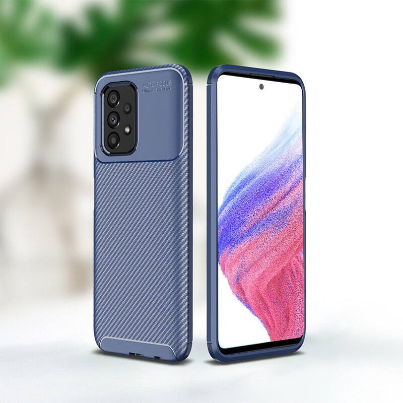 Per Samsung Galaxy A53 5G 6.5 "custodia in fibra di carbonio Tpu custodia morbida in Silicone per Samsung A53 A 53 custodia protettiva antiurto: BLUE / For Samsung A66S