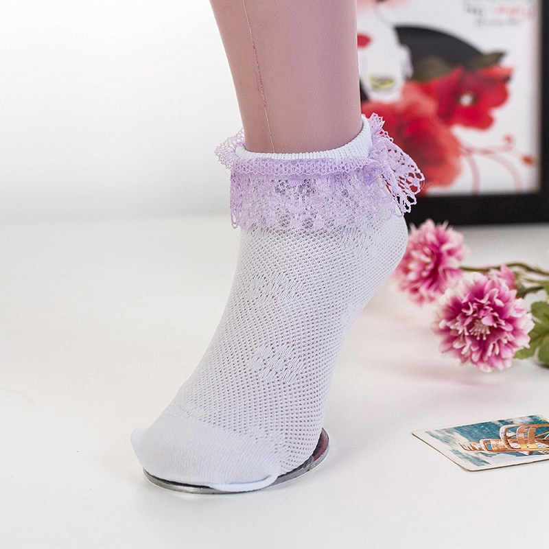 5 pairs / lot spring&summer candy color Cotton&Nylon Lace socks for children girls socks kids socks for girls 1-12 year