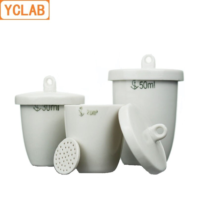 YCLAB 30mL Gooch crisol cerámica con tapa poro Placa de porcelana cerámica vajilla de tierra laboratorio equipo de Química