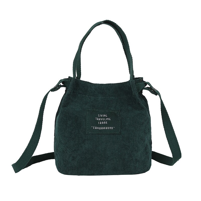femmes sac à main dames velours côtelé sac à main épaule dames fourre-tout sac à main sacoche sac de messager sac de Shopping de rue: green