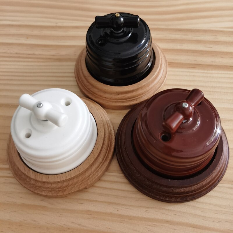 Switch Accessories Wooden Base Round Hole Diameter 72 mm Retro Switch Socket Wooden Base Brown Primary Wood Color