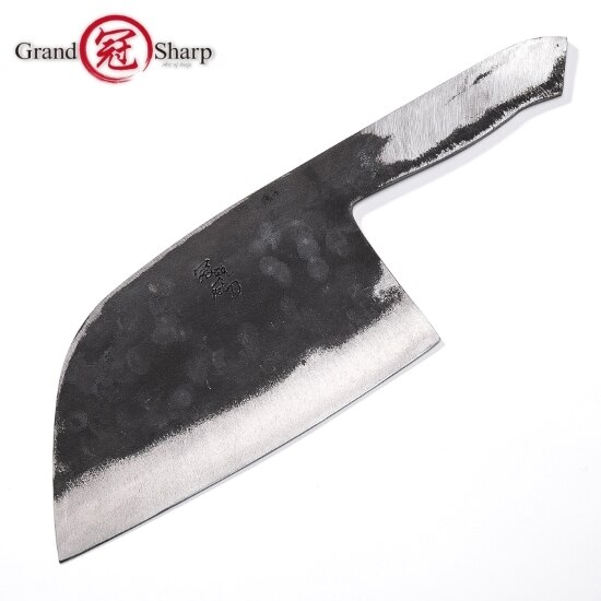 Kokkekniv håndlavet kløvekniv højkulstofbeklædt stål fuld tang køkkenknive slagter udskæring fileteringsværktøj håndsmedet: Blank klinge