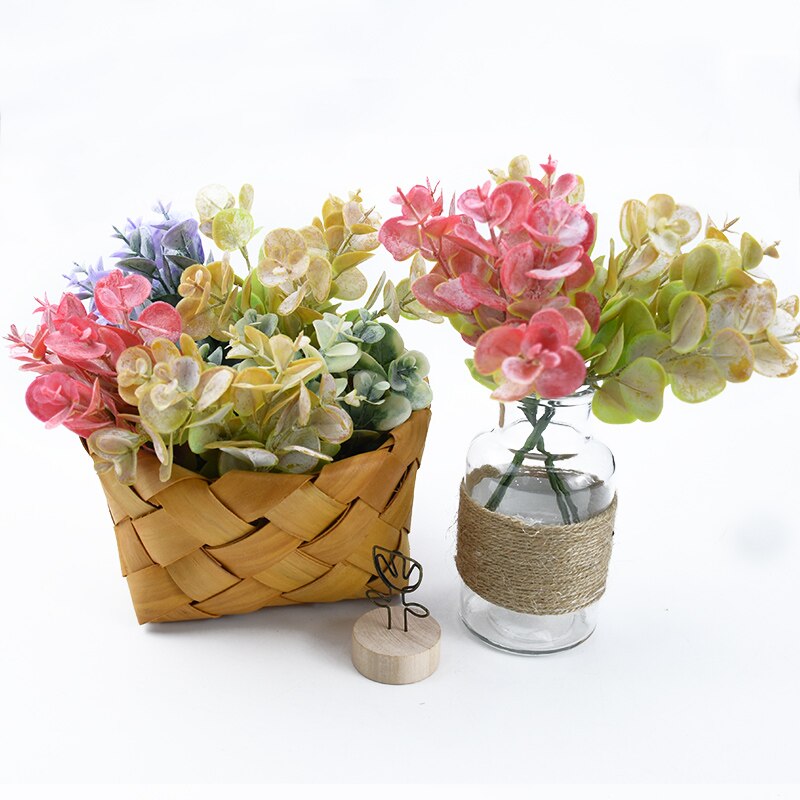 6Pcs Kunstplanten Goedkope Wedding Decoratieve Bloemen Kransen Vazen Voor Home Decoratie Accessoires Plastic Eucalyptus Bladeren