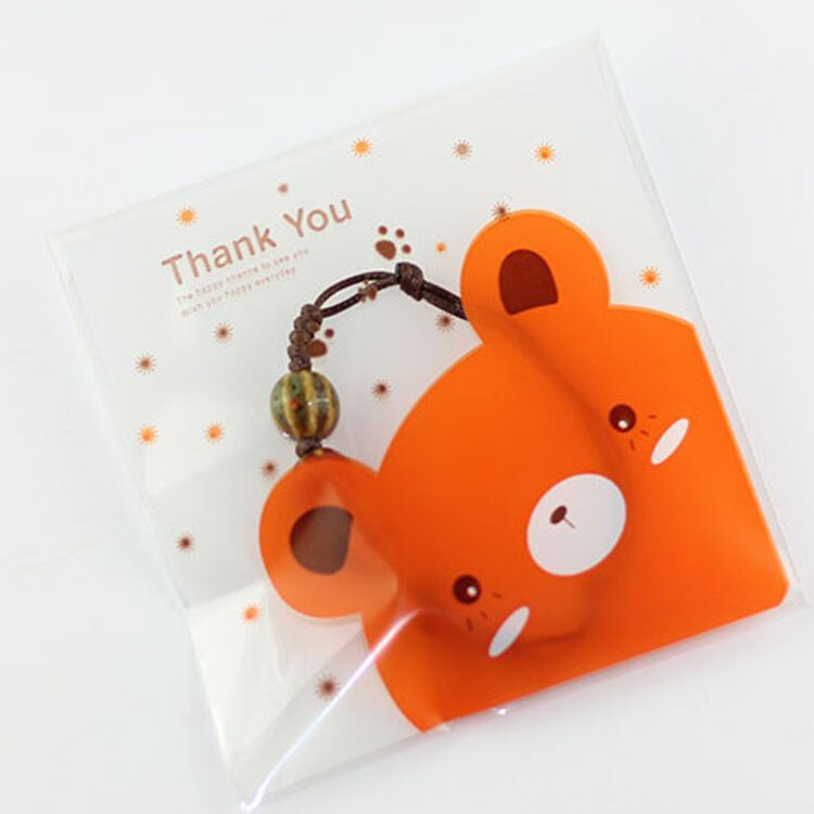 10*13 cm Mooie Transparante Plastic Tassen Sieraden Bag Multifunctionele Sieraden Accessoires Ketting Verzegelde Zak Verpakking: orange bear