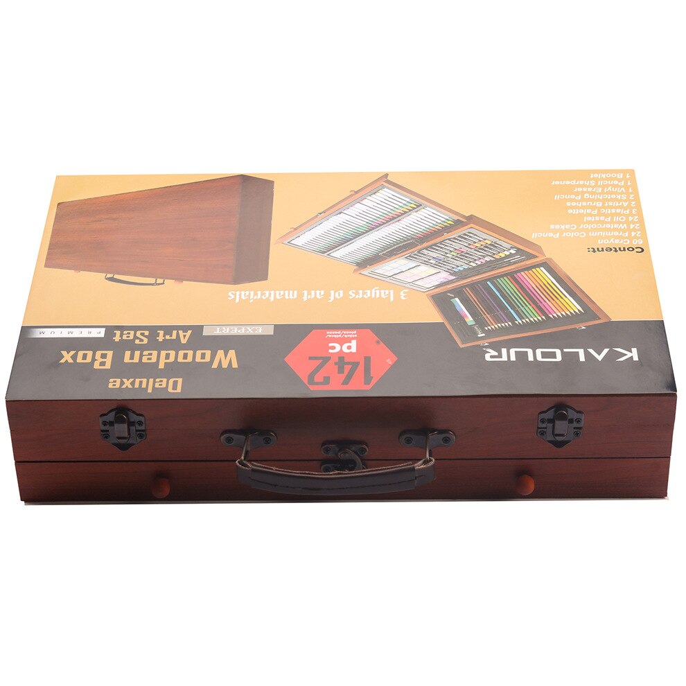 142pcs Art Sets Wooden Box Stationery Set Children's Painting Drawing Tools Art Box