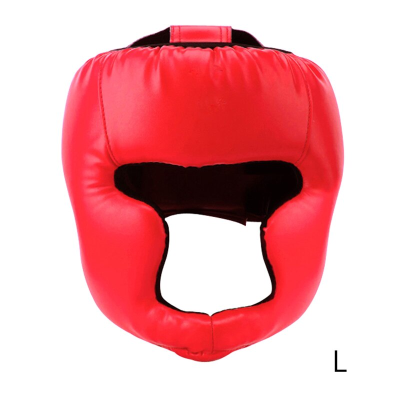 Zwarte vechtsport boks hoofdbeschermer helm training pu karate muay thai helm hoofdbeschermer mma sanda gesloten training kap bokshelm: Rood / Ik