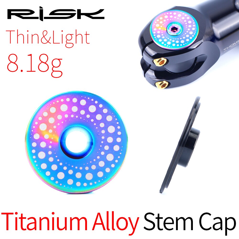 RISK Titanium Alloy Bicycle Headset Cap Suit 28.6mm+M6*30mm Bolts With waterproof pad Bike Stem Top Cap MTB Road Cycling