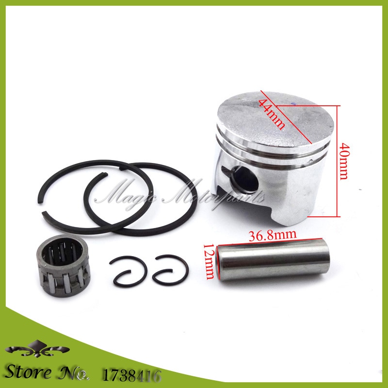 PISTONE COMPLETO 44mm SPINOTTO DA 12mm MINI MOTO,MINI QUAD,MINI CROSS 2T - Mini Racing - 7
