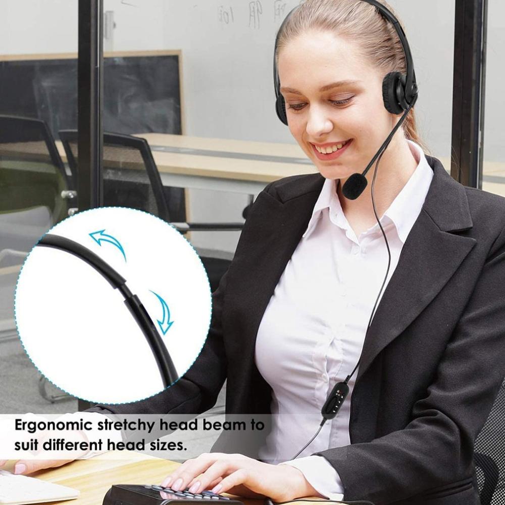 Usb Phone Headset Binaural Call Center Operator Telephone Headset Customer Service Headset Computer Usb Headset