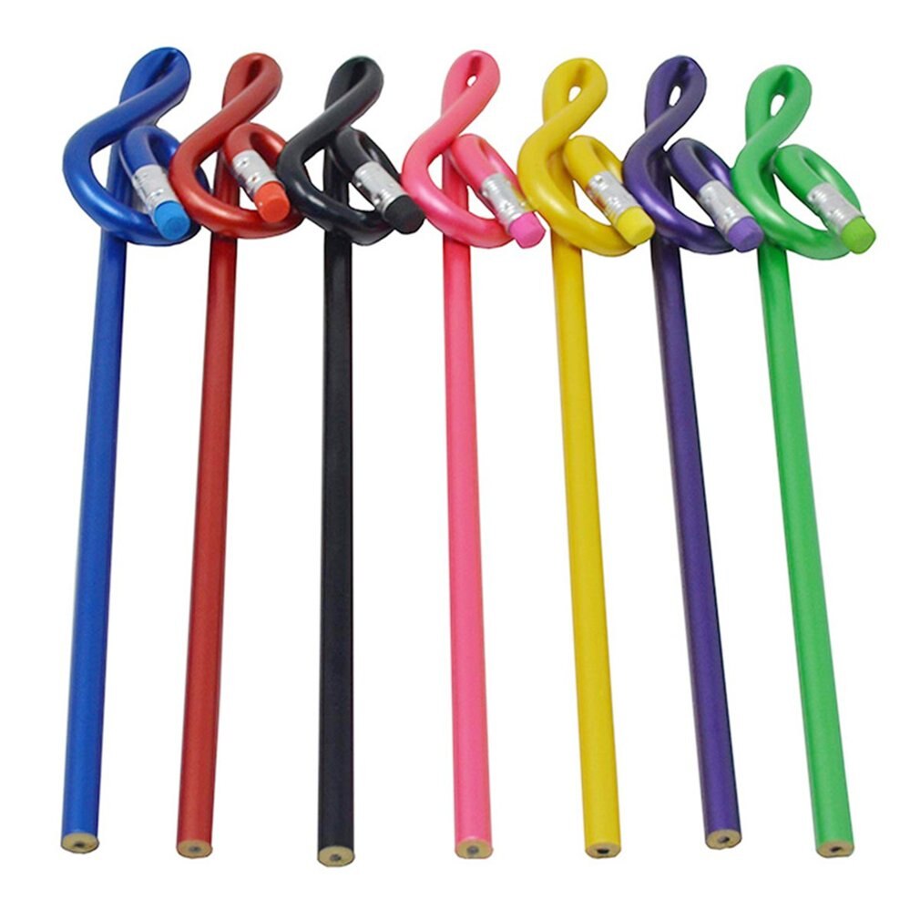7pcs Pencil Set Writing Drawing Sketch Painting Non-toxic Pencils Cartoon Musical Note Shape for School Students Stationery Wood