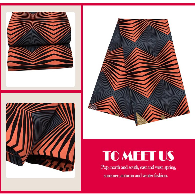 Pagne-tela de con estampado africano, tejido de , 100% poliéster, Ankara, 6 yardas, para vestido, ocasión especial
