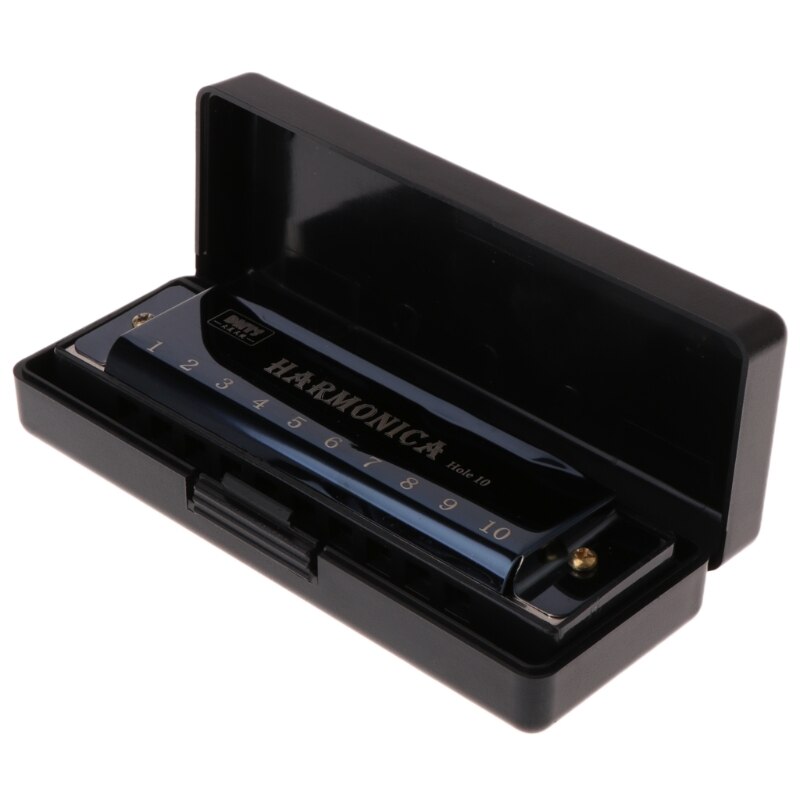 X5QF 10 Gaten Sleutel Van C Blues Harmonica Muziekinstrument Educatief Speelgoed Met Case: Black