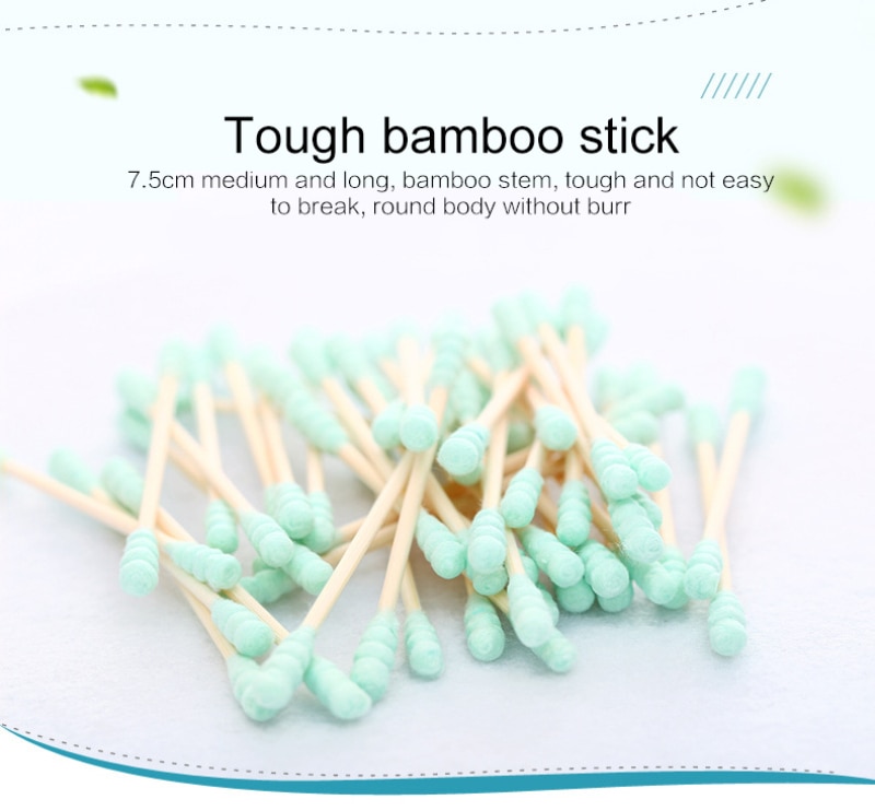 200pcs/Box Double Head Cotton Swab Bamboo Sticks Cotton Swab Disposable Natural Wooden Ear Swab Makeup Buds Nose Ears Cleaning