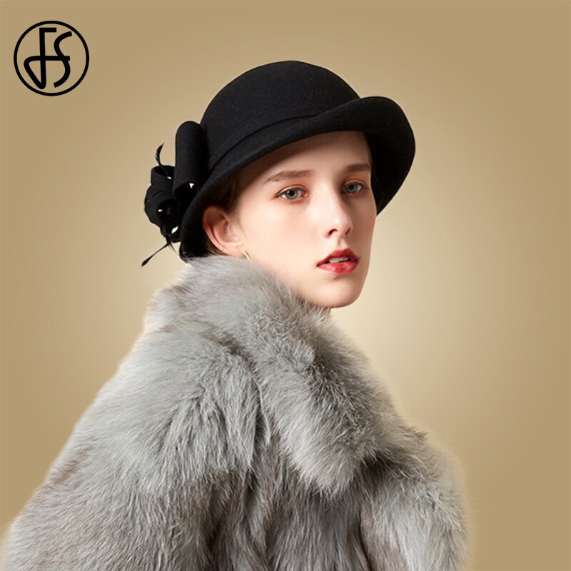 FS Chapeau Fedora en laine avec voile Femme | À la , Chapeau Floral, casquette élégante Femme, chapeaux d'église en feutre, Chapeau rouge noir Femme chapeaux d'église