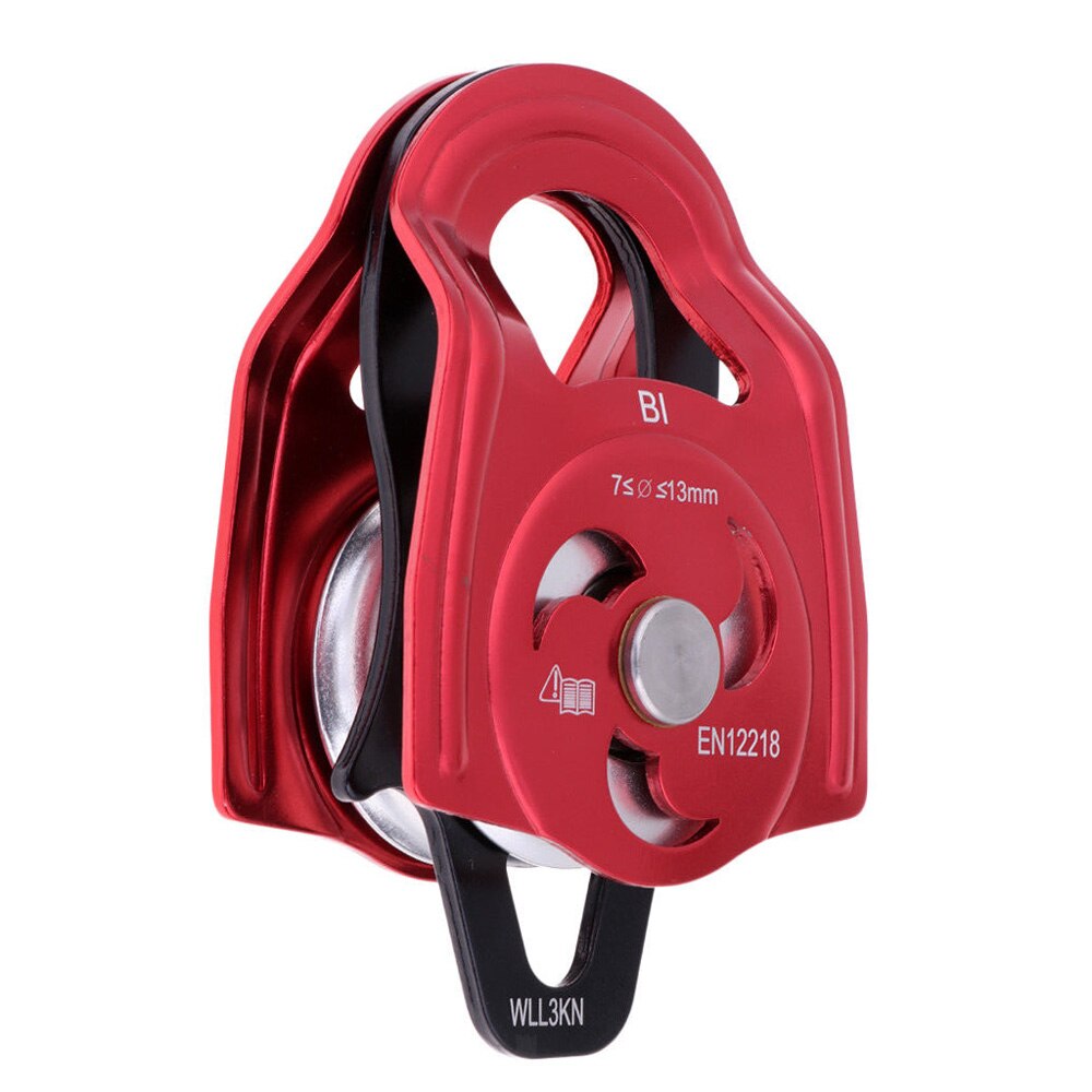36KN Climbing Pulley Double Ball Bearing Swing Rope Rigging Tackle for Caving Mountaineering Rock Climbing Equipement