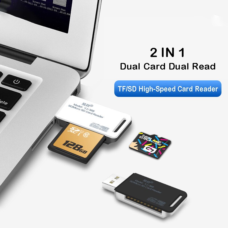 DU04 2 IN 1 Card Reader USB 2.0 to SD TF Adapter For laptop Camera SLR SDXC Smart Memory card TV Accessories OTG Cardreader