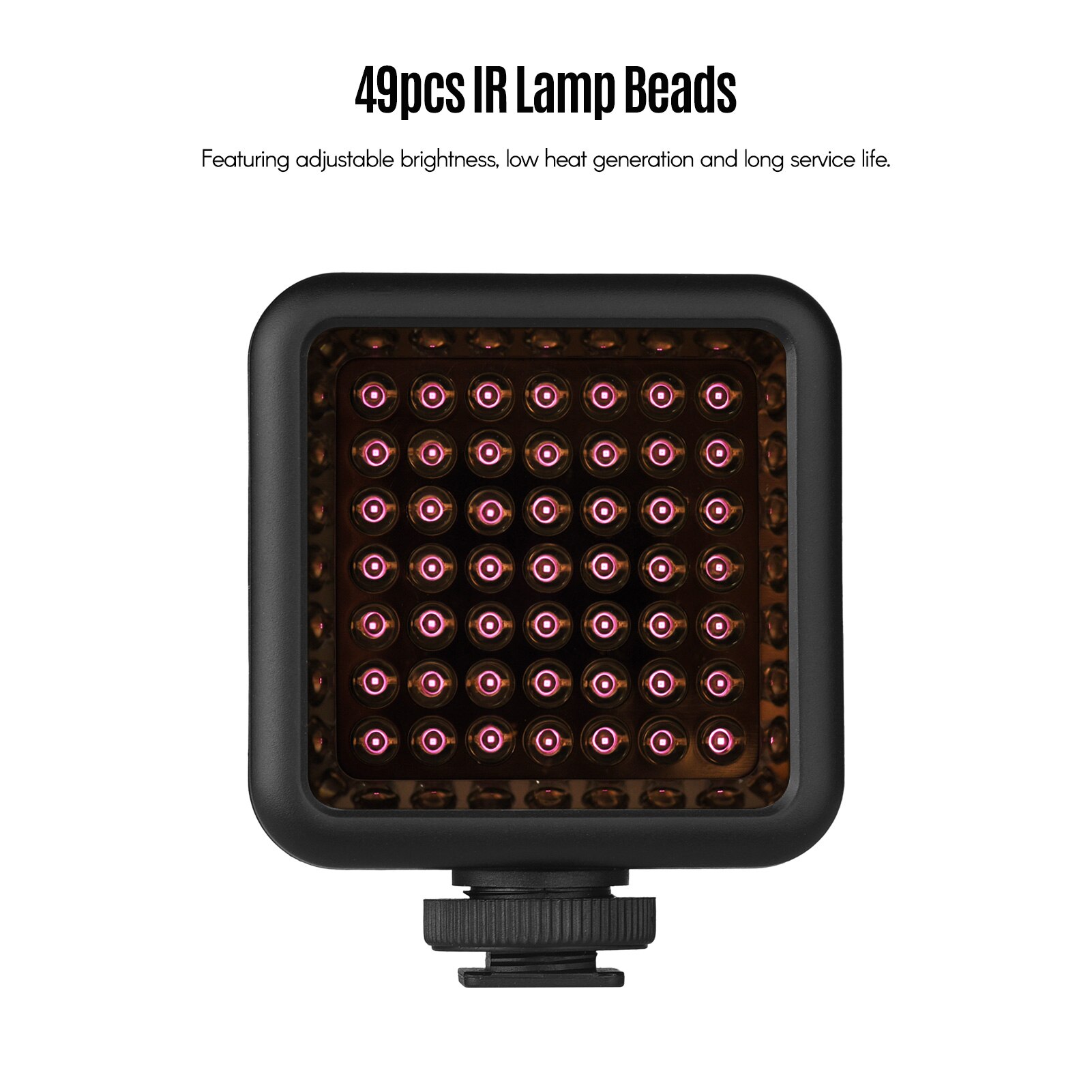 Andoer IR49S Mini IR Night Vision Light Infrared Photography Light for Video Camera Camcorder Built-in Rechargeable Battery