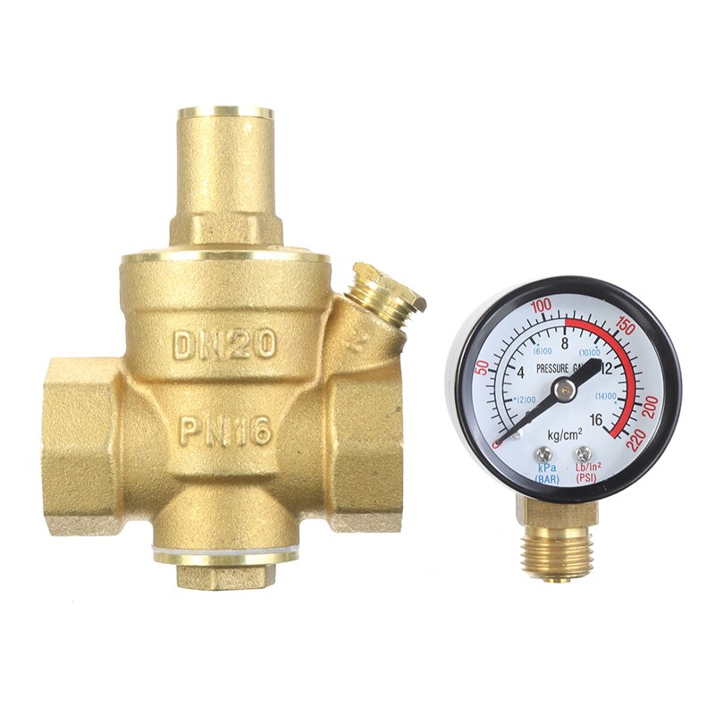 DN20 3/4" Brass Water Pressure Reducing Valve Maintaining Valves Regulator Reducer Relief Valves With Gauge Meter 85*63mm