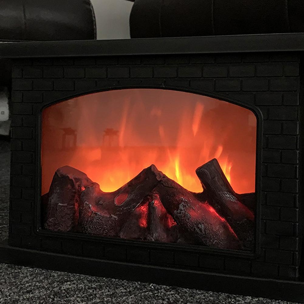 LED Home Fireplace Light Realistic Flameless Fireplace Lamp Modeling Lamp Decorative Table Light Christmas Crafts Ornaments