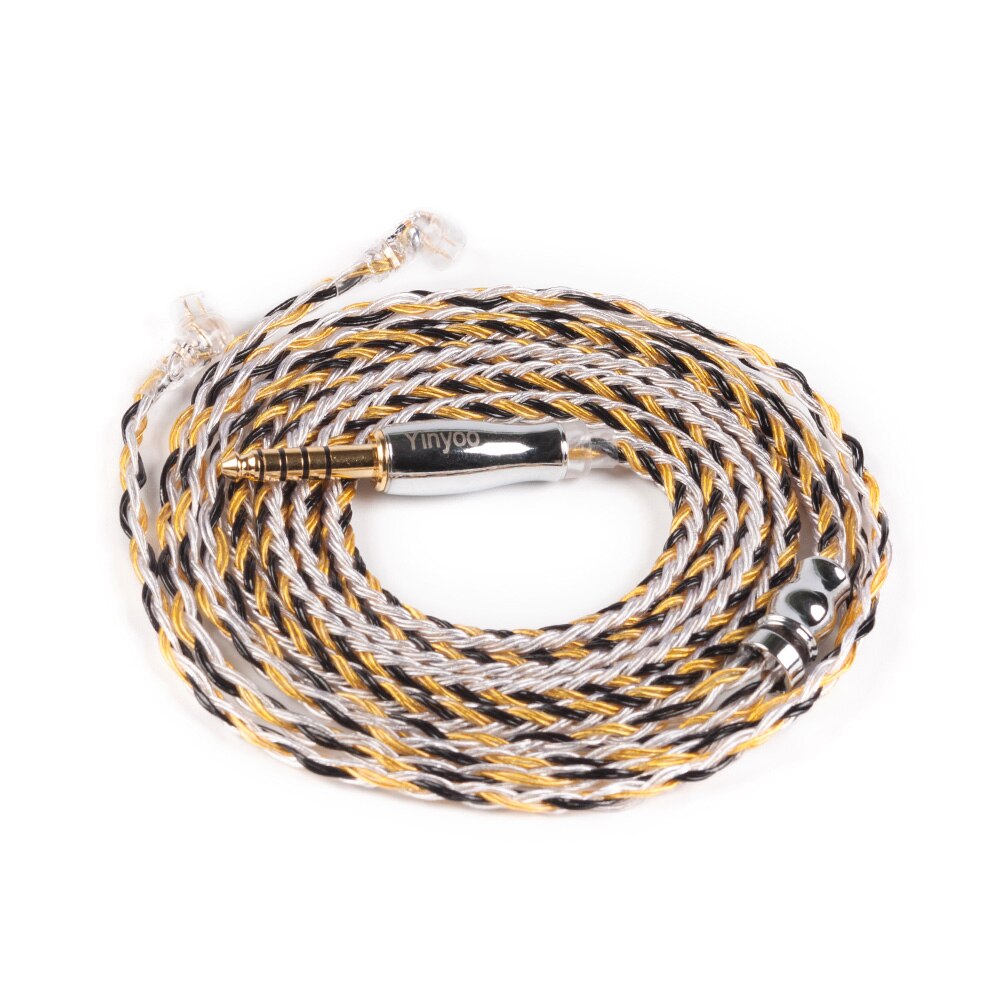 Cable de cobre Chapado en plata actualizado de 16 núcleos Yinyoo 2,5/3,5/4,4 MM con conector MMCX/2pin/QDC TFZ KZ ZS10 ZSX BLON bl-03 bl-05: QDC 4.4mm