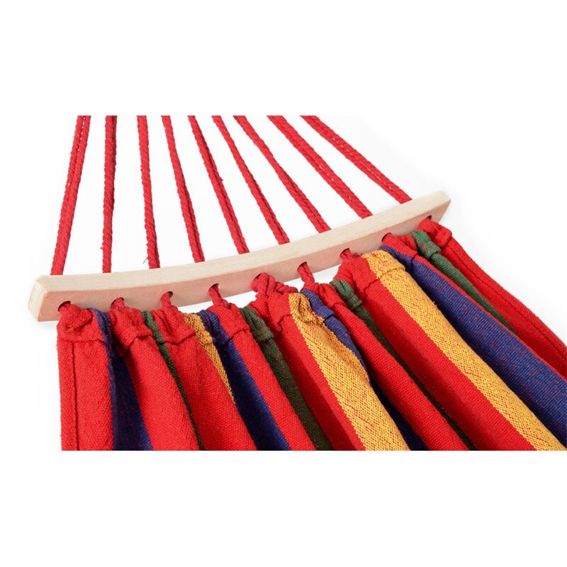 Hangmatten Single Swing Draagbare Outdoor Camping Reizen Stoel Regenboog Gestreepte Houten Stok Hangmat