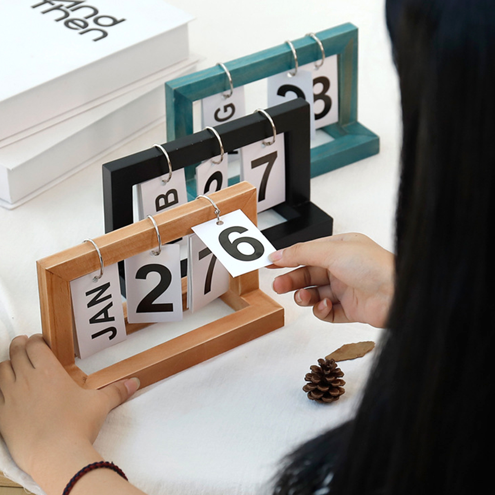 Calendario Vintage de madera para oficina, decoración rústica de escritorio para cafetería, bricolaje