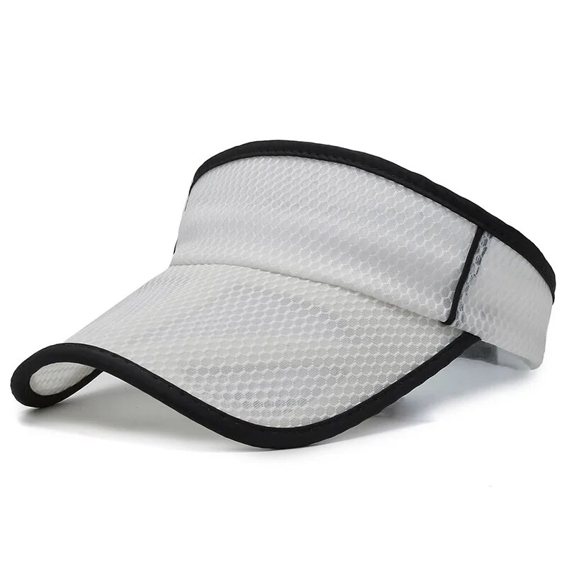 Summer Empty Top Hat Men's Sports Hat Women's Bare Plate Mesh Quick-Drying Hat Outdoor Casual Large Brim Empty Top Hat: WHITE