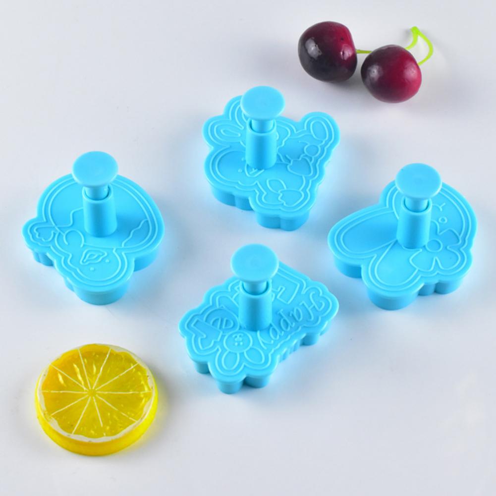 4Pcs DIY Happy Easter Bunny Egg Plastic Baking Mold Kitchen Biscuit Cookie Cutter Pastry Plunger 3D Fondant Cake Baking Tool