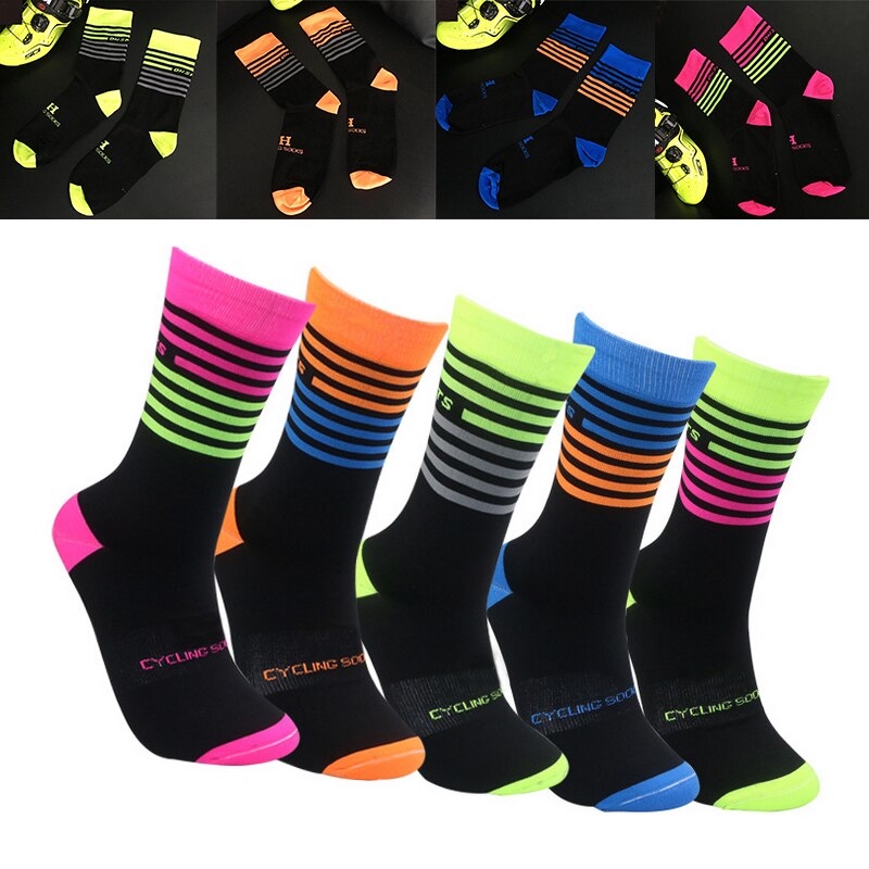 Udendørs sportsstrømper syninger farve cykelstrømper lange tube cykelstrømper basketball sokker vandrestrømper
