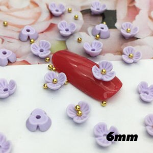 50 unids/lote de adornos de flores de fantasía para manicura, adornos de 3,5 pétalos de lavanda mate, Aurora, dijes para decoración de uñas, 6-10: 11-7