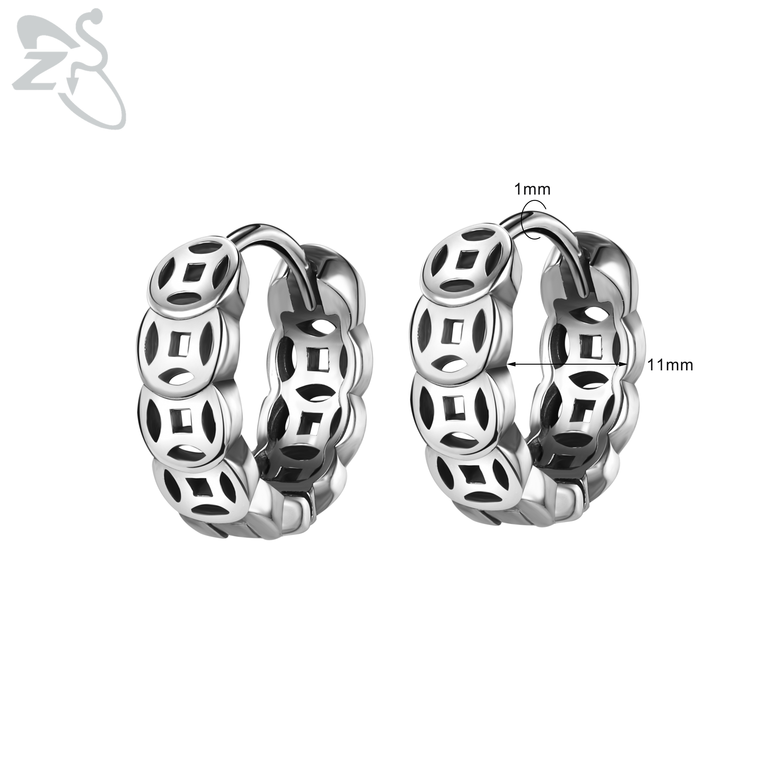 ZS 1 Pair Stainless Steel Hinged Huggie Hoop Earrings for Men and Women Punk Rock Skull Totem Round Earrings Vintage Jewelry: style7