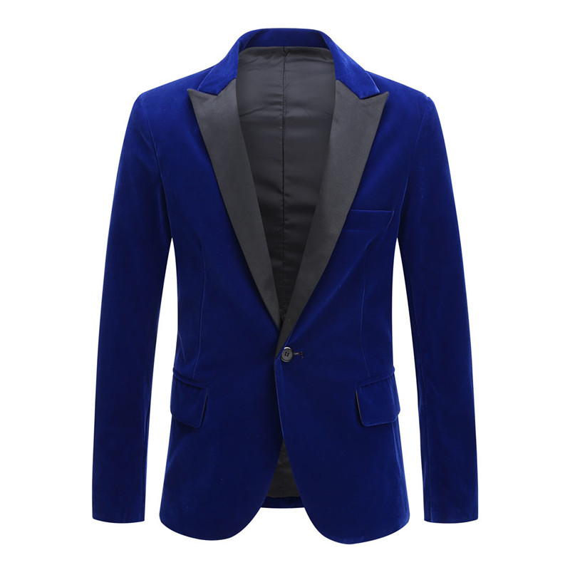 Casual Business Mannen Pak Jas Gouden Fluwelen Trouwjurk Pak Blazers Bruidegom Trouwjurk Host Pak Jas, Navy9 Blauw, XXL