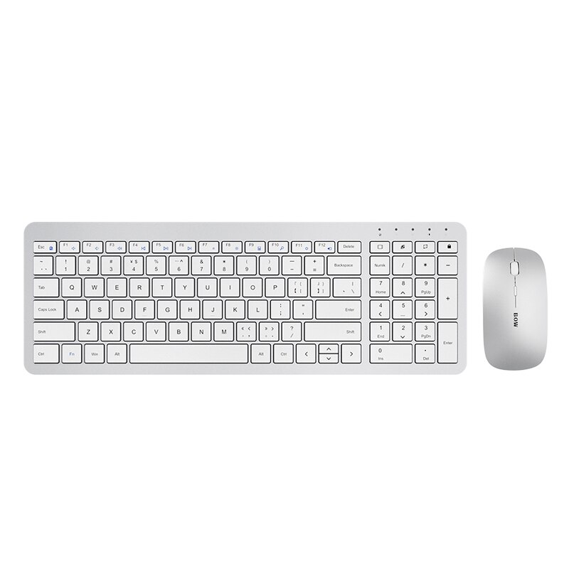 B.O.W Wireless Keyboard for Computer, Rechargeable Mouse Combo Compact Whisper-Quiet Keyboard Kits with 2.4Ghz Nano Receiver: White combo