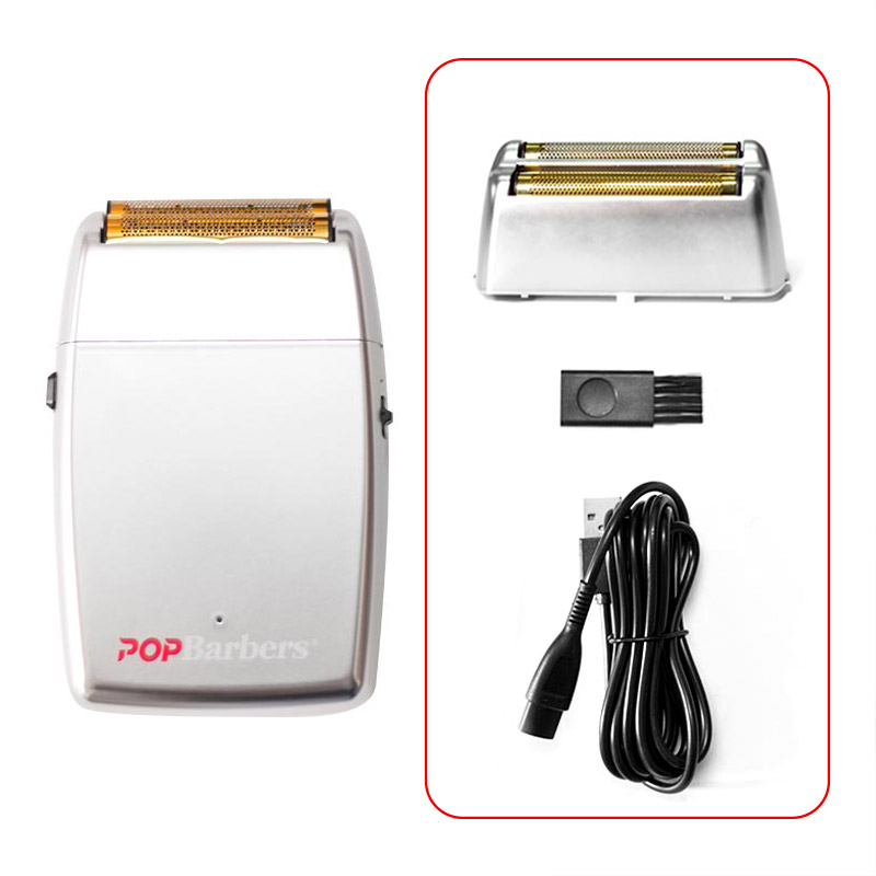 11000 RPM POP Barbers P620 Electric Men's Beard Trimmer Double Foil Shaver Electric Shaver USB Hair Cutting Machine: Ivory