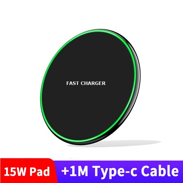 15W QI bezprzewodowa ładowarka Podkładka szybka ładowarka dla Iphone 11 zawodowiec MAX XS MAX XR X 8 Samsung S20 S10 S9 Huawei P40 zawodowiec stacja ładująca: 15W czarny