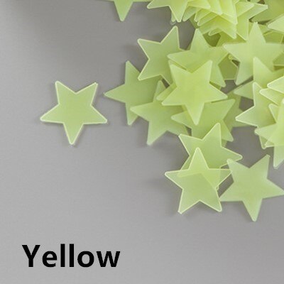 100Pcs 3D Lichtgevende Sterren Stippen Muursticker Kids Slaapkamer In De Dark Sterren Glow Muurstickers Sterren: yellow