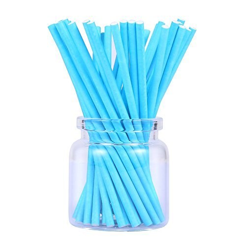 100 stuks gekleurde lollystokjes 4 inch papieren stokjes 100*3.5mm: Blauw