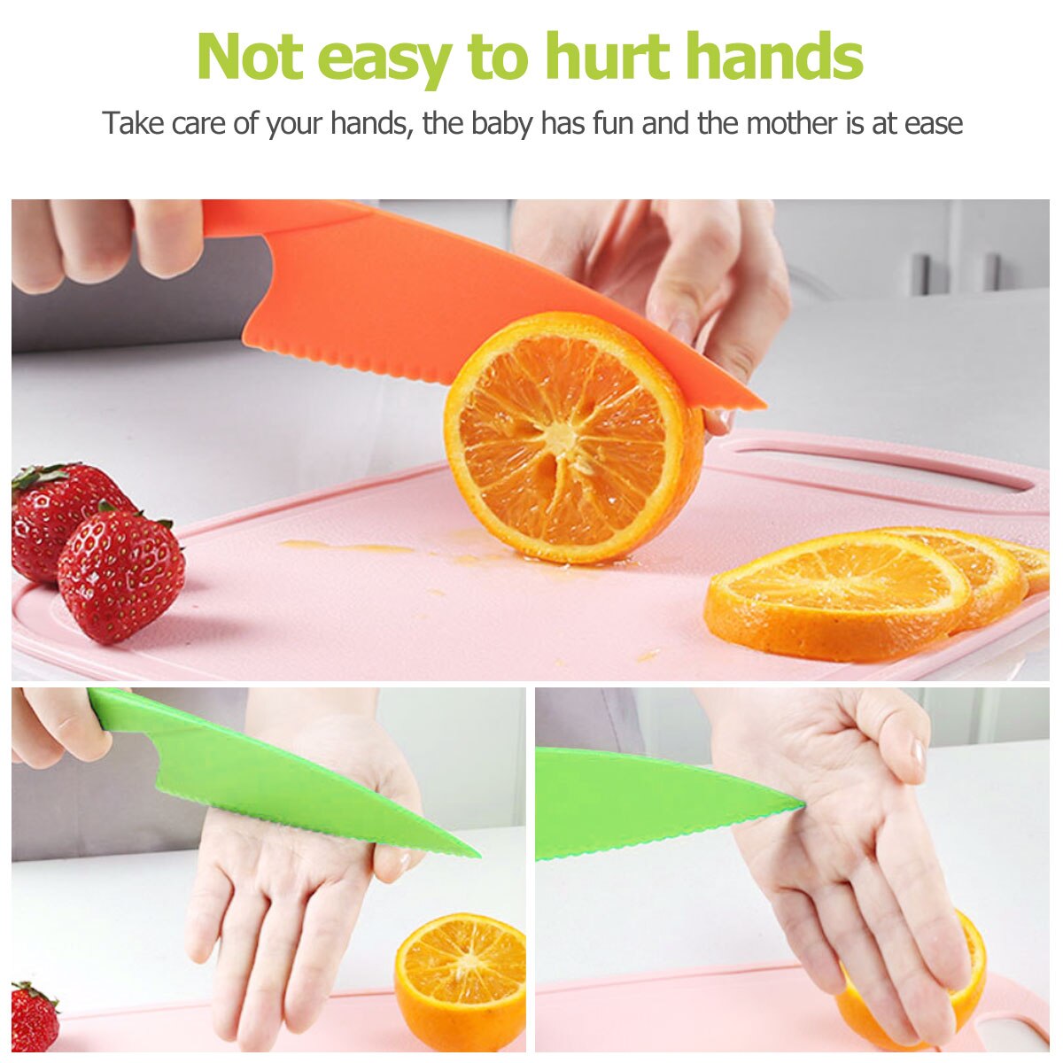 Kid Safe Cooking Knife Set 8Pcs Plastic Children Knives Kit Safe Multifunctional Kitchen Fruit Bread Cake Salad Lettuce Knife