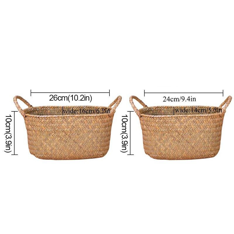 Wicker Weaving Storage Basket for Kitchen Handmade Fruit Dish Rattan Picnic Food Bread Loaf Sundries Neatening Container Case
