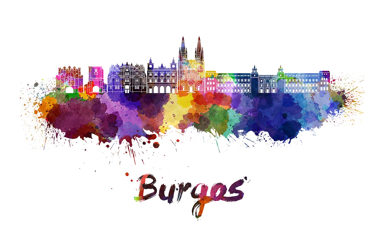 Burgos Skyline Poster-Cartel Lámina Artistica decoración Hogar Monumentos Ciudad - Cartel de arte de Pared Viajes Paisajes