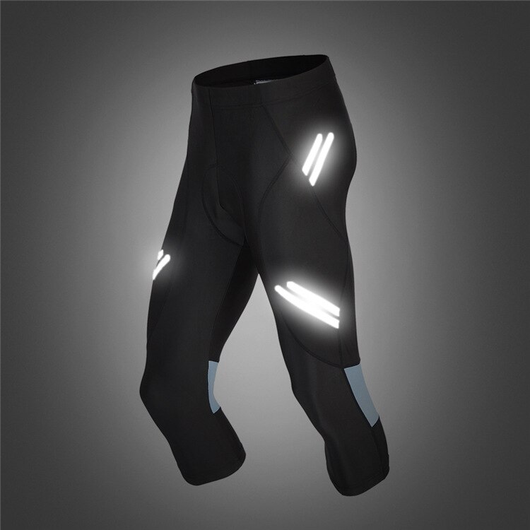 Wosawe herr cykling cropped byxor vadlånga reflekterande cykel tights kläder 3d gel vadderade ridning mtb spinning cykel shorts