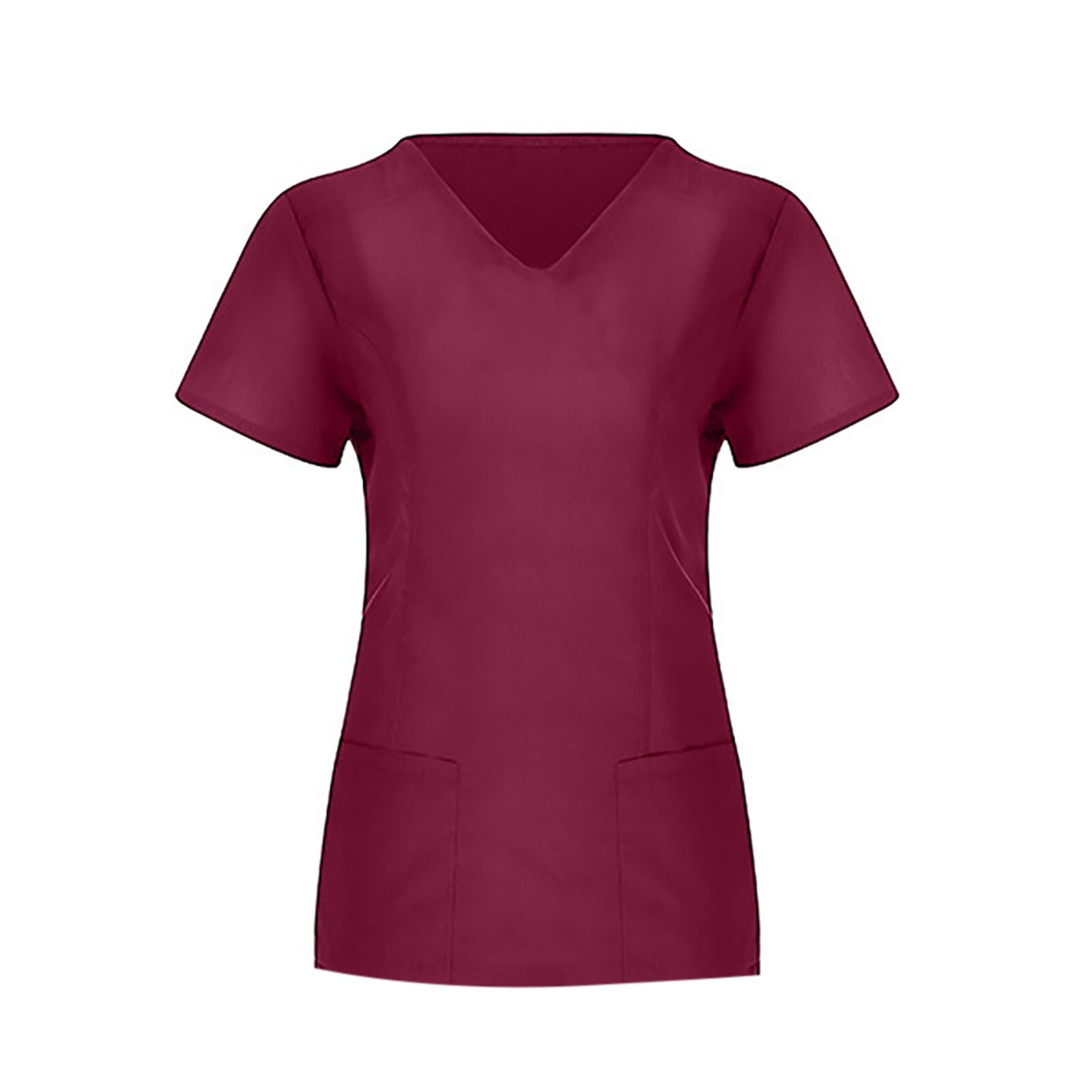 Women Nurse Uniform Short Sleeve V-neck Tops Working Uniform Solid Pocket Summer Women Blouse Uniforme Enfermera Mujer